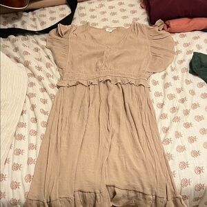 Elegant Beige Midi Dress